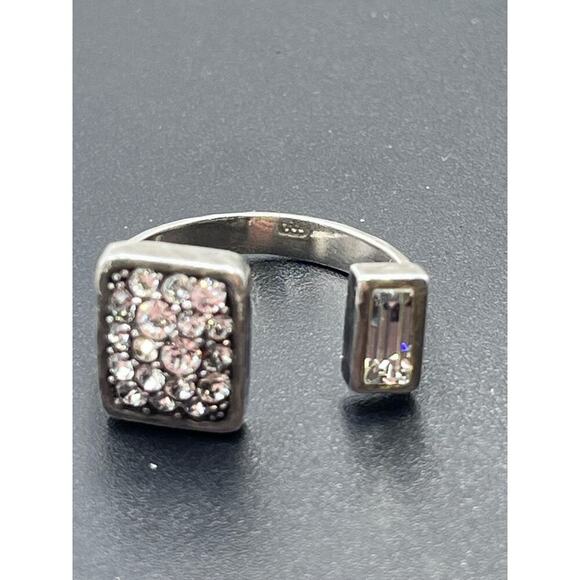 Silpada Signed Swarovski Crystal Sterling Silver 925 Adjustable Cuff Ring Sz  9 - Picture 11 of 16